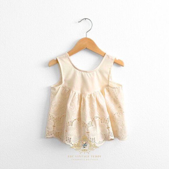 Other - NWT Pretty Girls Blouse Lovely Floral Eyelet Lace Embroidery Bohemian Cream 5T